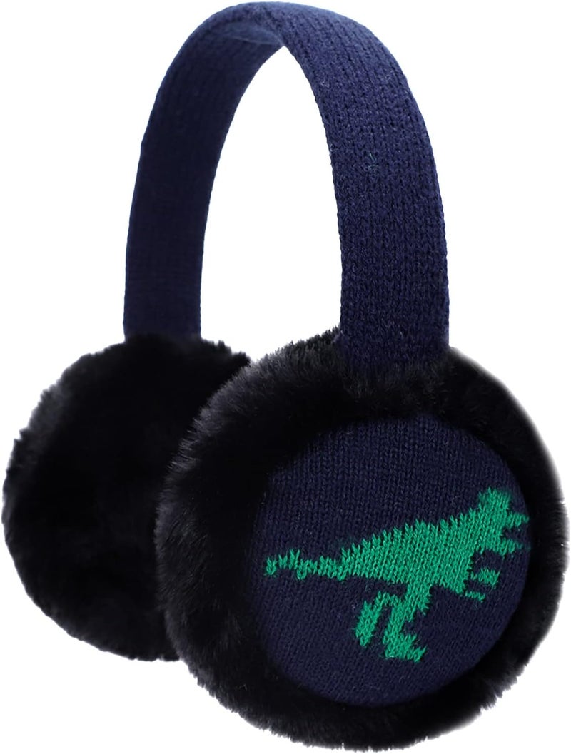 BUTITNOW Toddler Kids Knit Dinosaur Earmuffs Soft Plush Comfortable Winter Outdoor Ear Warmers for Boys Girls - Image 1